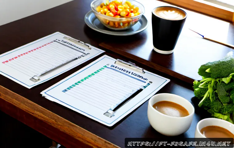 Home 17 식품위생사 시험 기출문제 정리 - Photorealistic overhead study scene for a food hygiene certification exam, Portuguese-speaking adult...